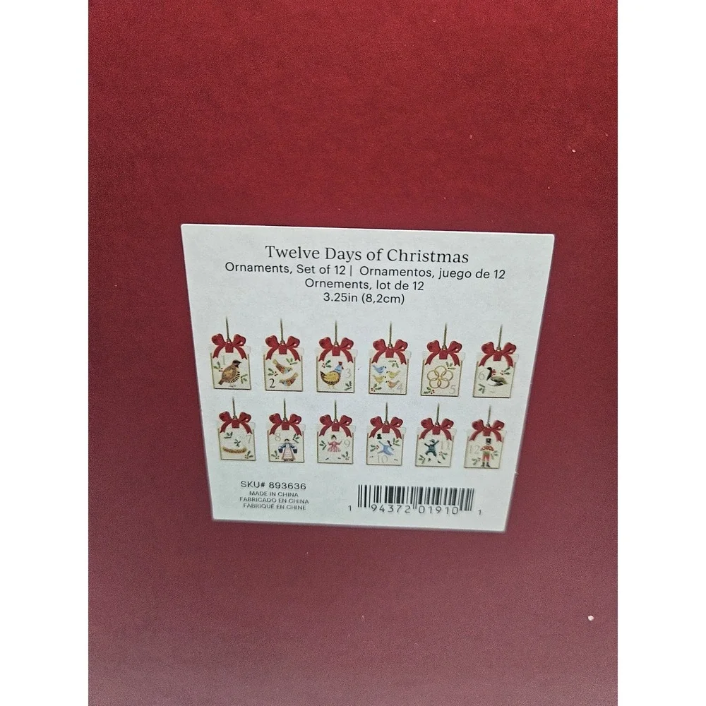 Lenox 12 Days of Christmas 12 PC Ornament Set Porcelain Gift Box Complete